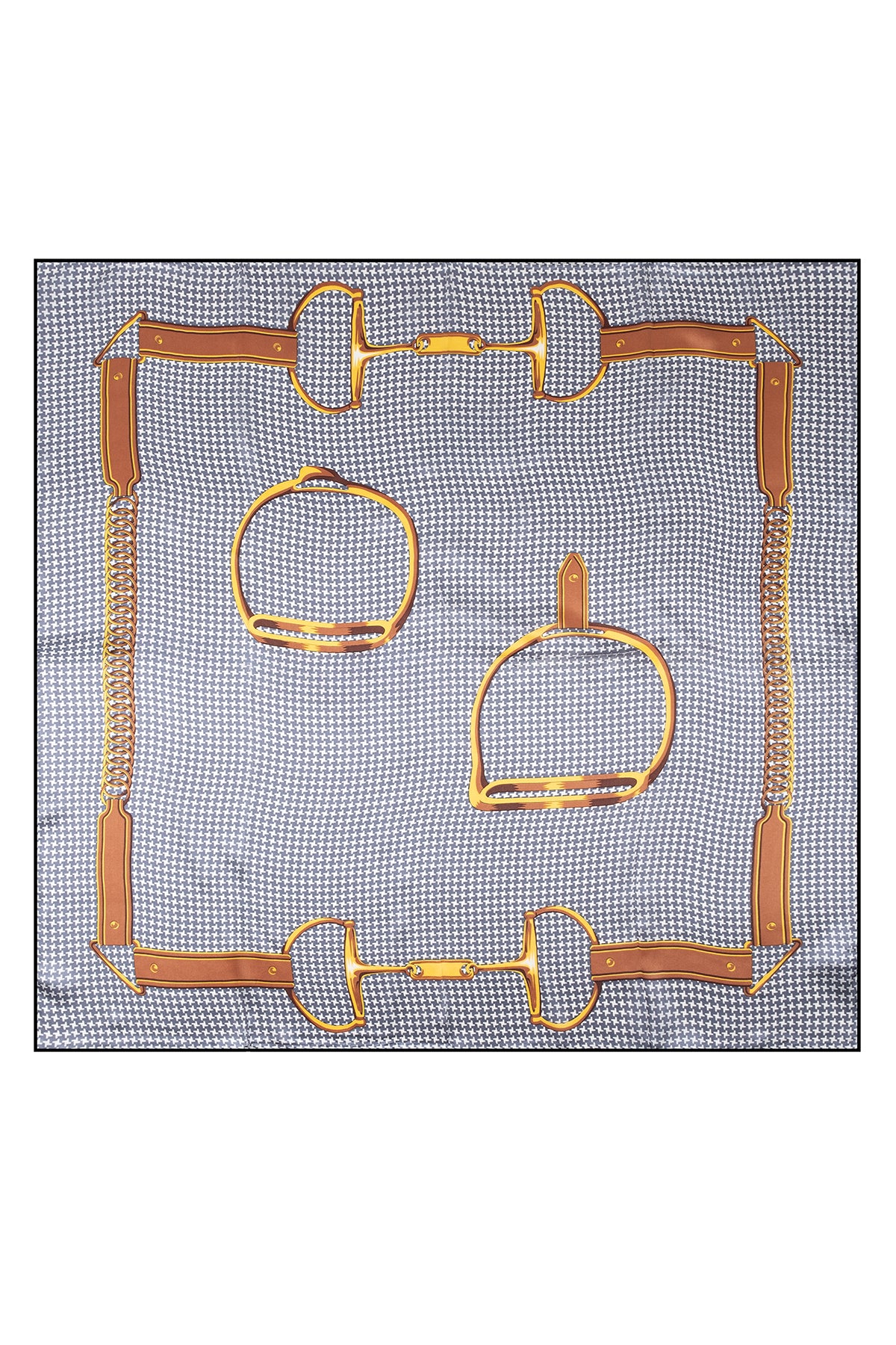 Gri Lara İpek Desenli Kare Eşarp 90x90