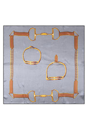 Gri Lara İpek Desenli Kare Eşarp 90x90
