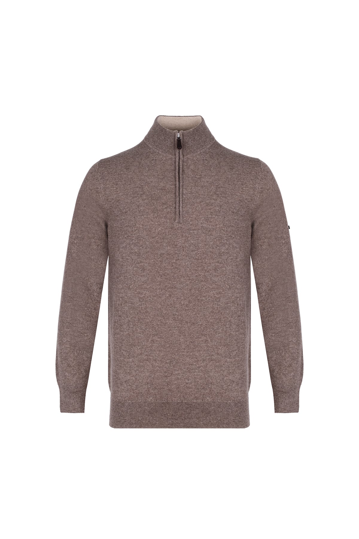 Vizon Saf Kaşmir Yarım Balıkçı Yaka Fermuarlı Kazak