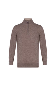 Vizon Saf Kaşmir Yarım Balıkçı Yaka Fermuarlı Kazak