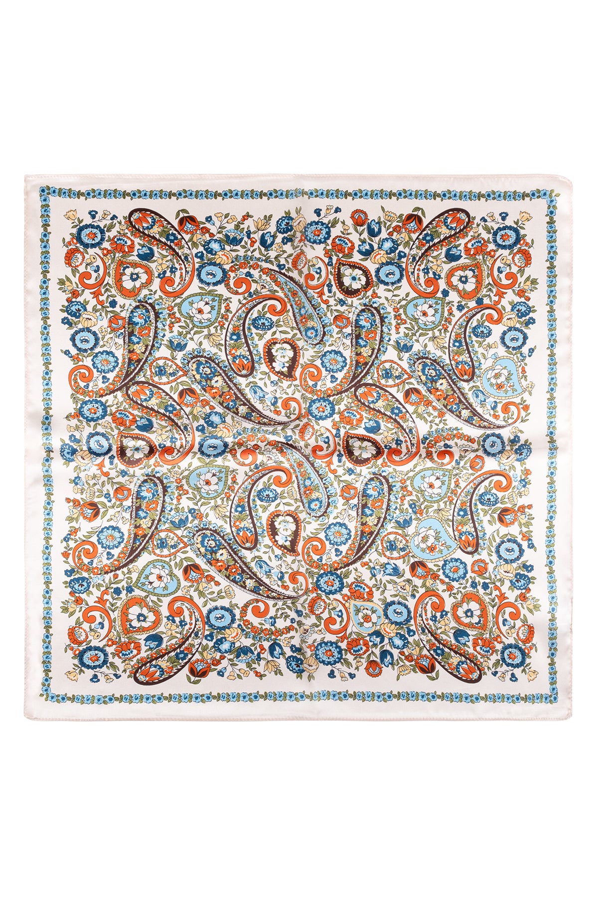 Ekru Laila Saf İpek Kare Eşarp 50x50 cm