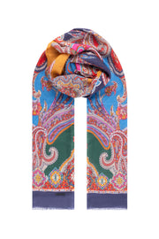 Lacivert Jas Desenli Şal 70x180 cm