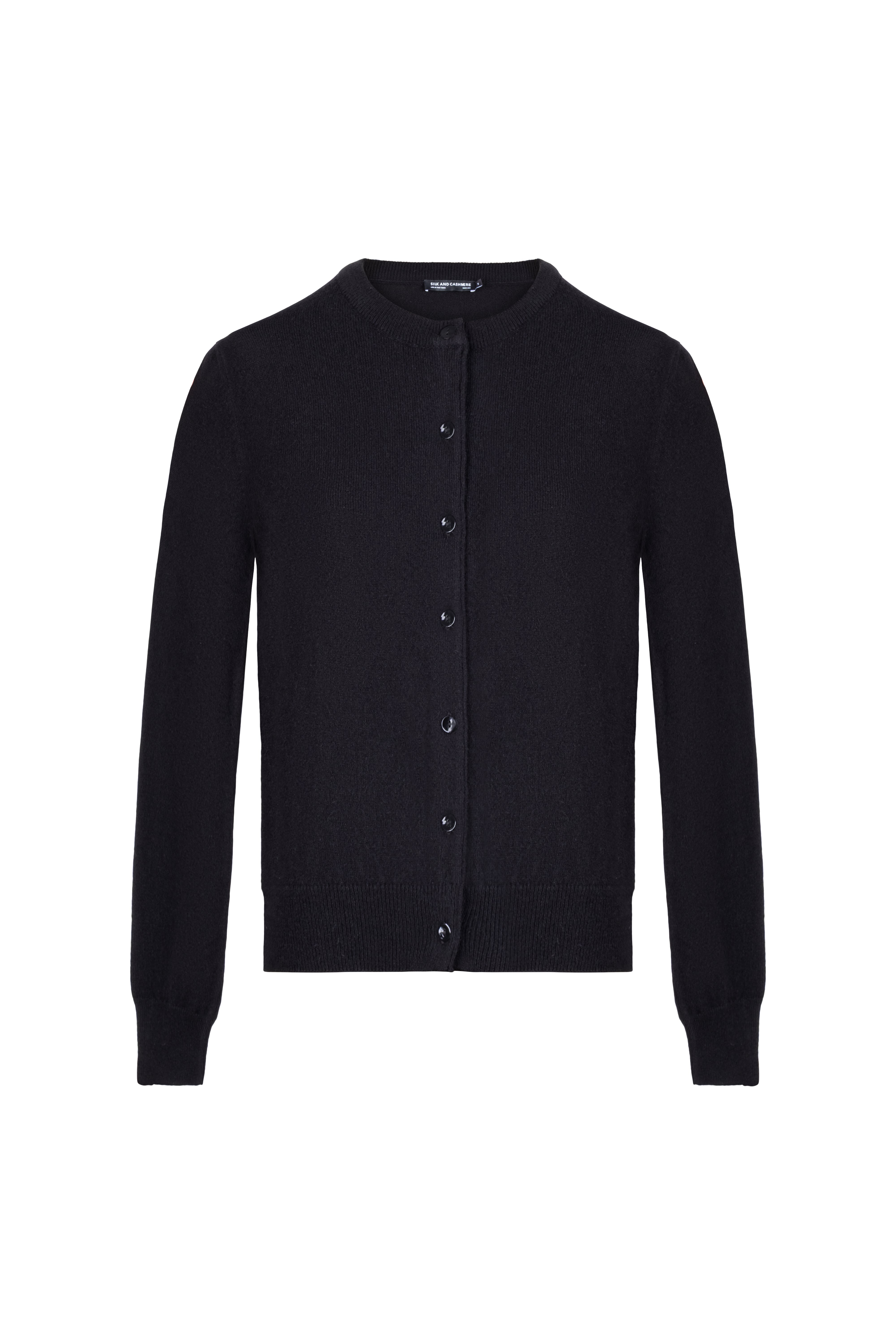 Siyah Lilly Saf Kaşmir Bisiklet Yaka Hırka