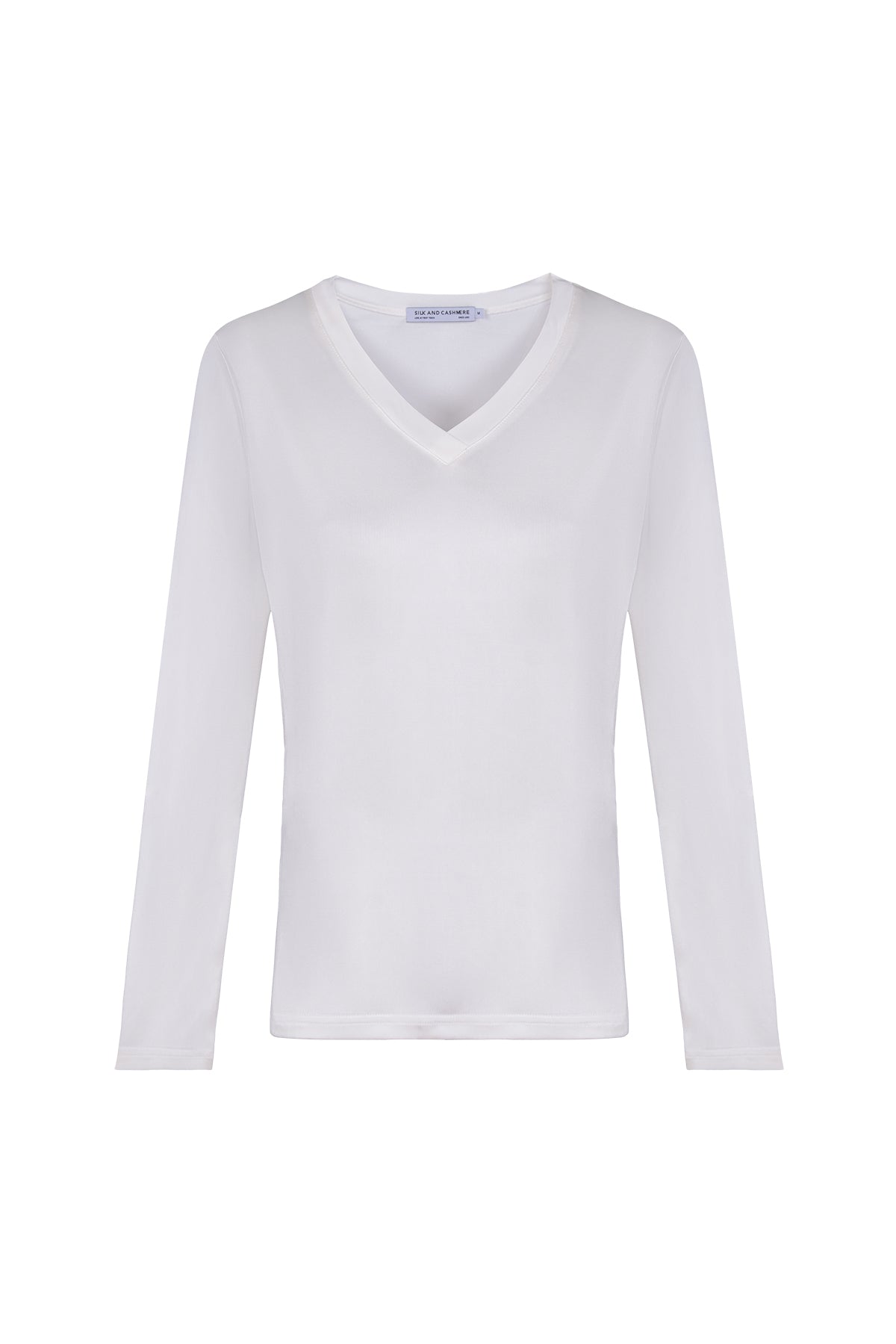 Beyaz Marina İpekli V Yaka Bluz