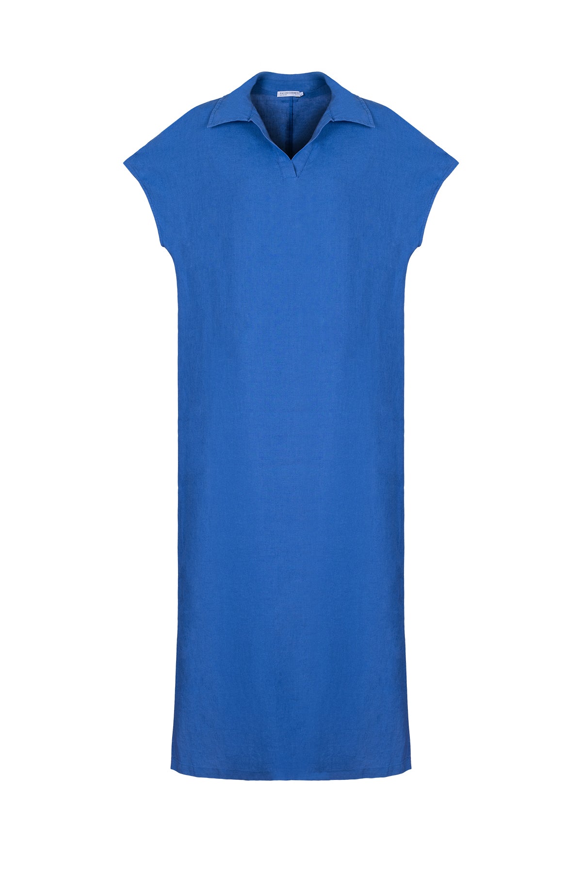 Mavi Kate Keten Polo Yaka Elbise