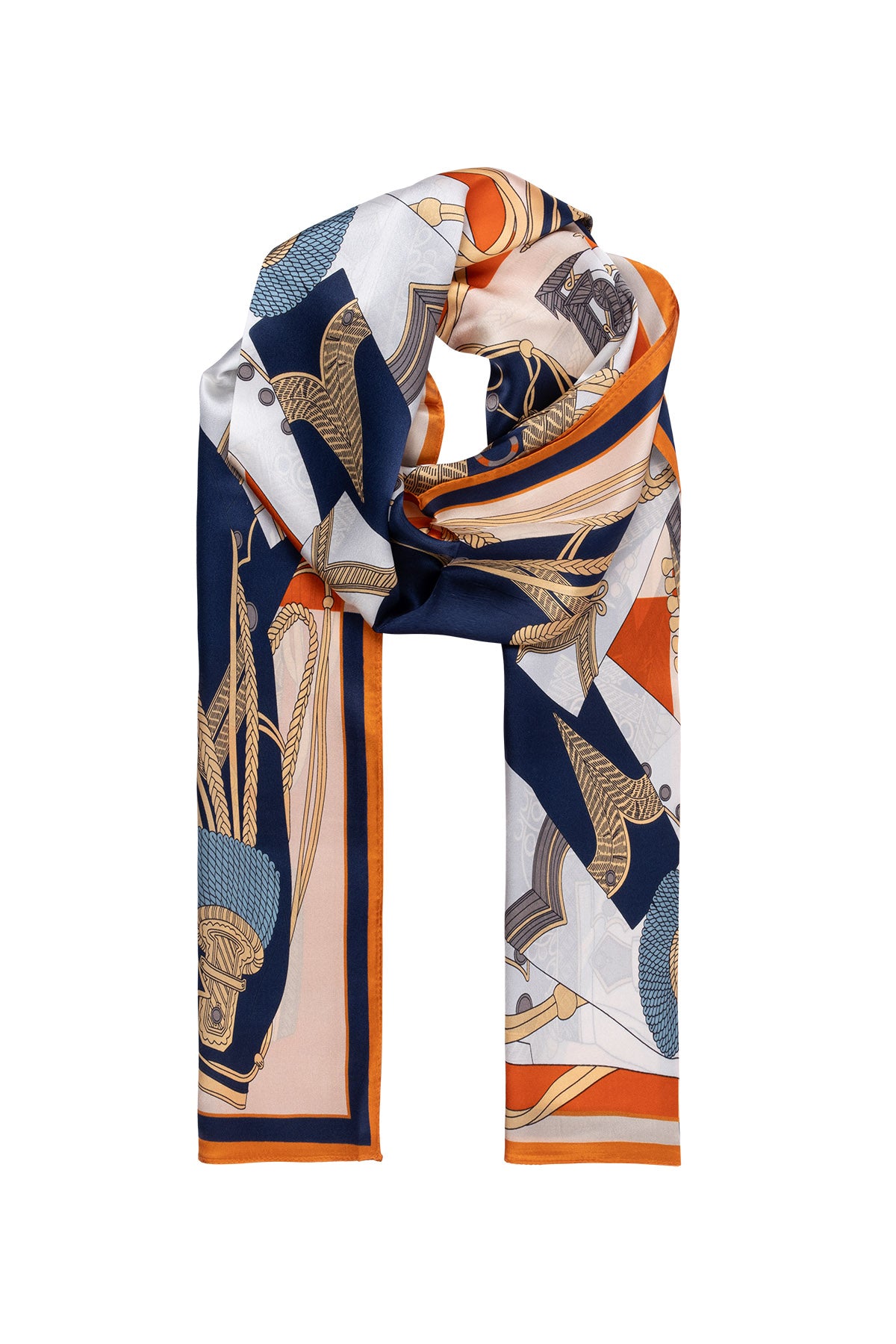 Turuncu Oblong Pure Silk Printed Scarf 55*170 24SMWL-105