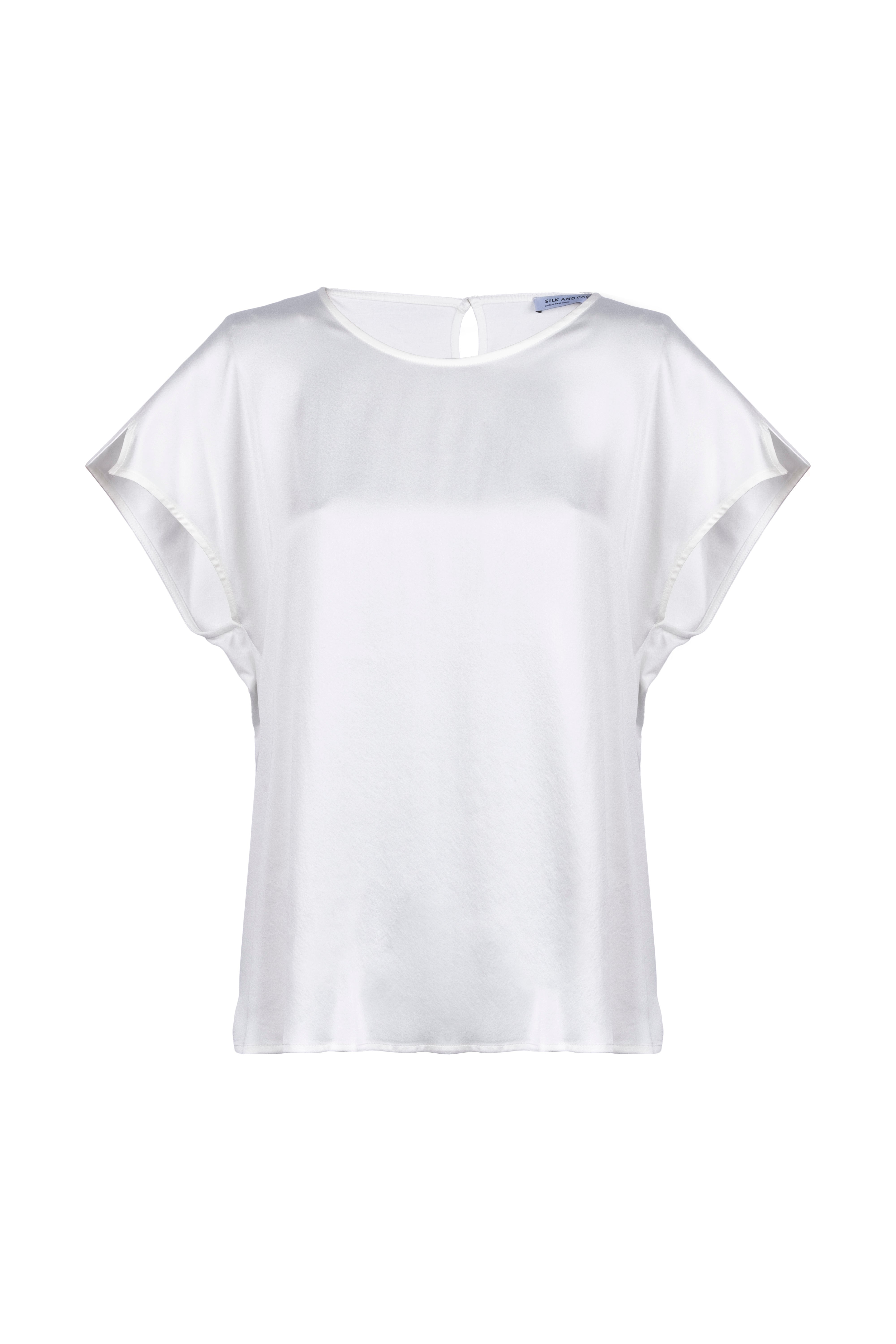 Ekru Monica İpekli Kısa Kollu Bluz