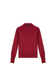 Kırmızı Carla Saf Kaşmir Yuvarlak Yaka Kazak