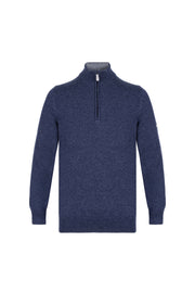 Denim Saf Kaşmir Yarım Balıkçı Yaka Fermuarlı Kazak