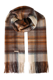 Bej Saf Kaşmir Rose Kareli Şal 70x200 cm