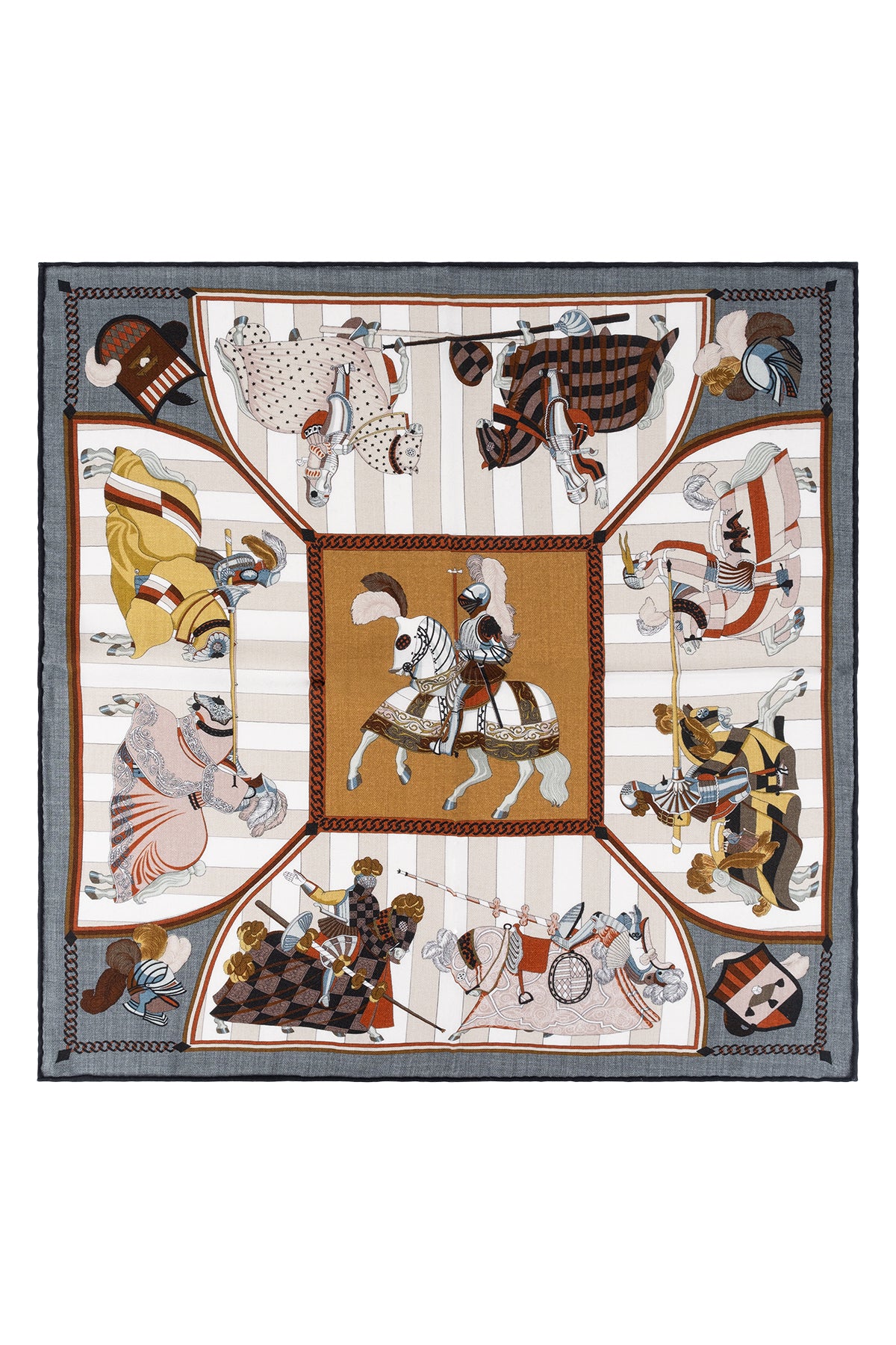 Antrasit Beyaz Lea Kaşmir Desenli Kare Eşarp 70x70 cm