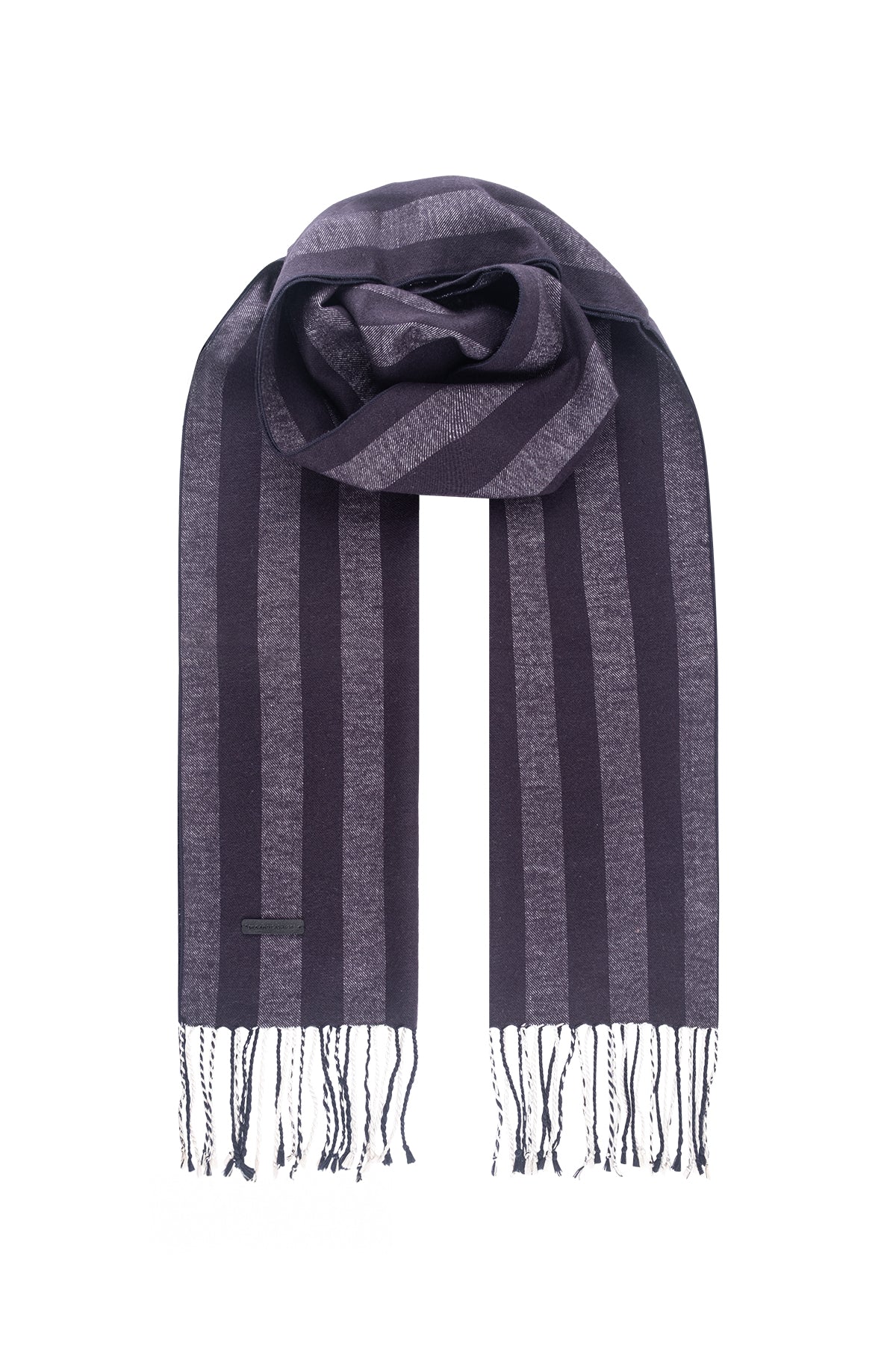 Gri Antrasit Lotus Saf İpek Desenli Atkı 30x177 cm