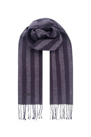 Gri Antrasit Lotus Saf İpek Desenli Atkı 30x177 cm