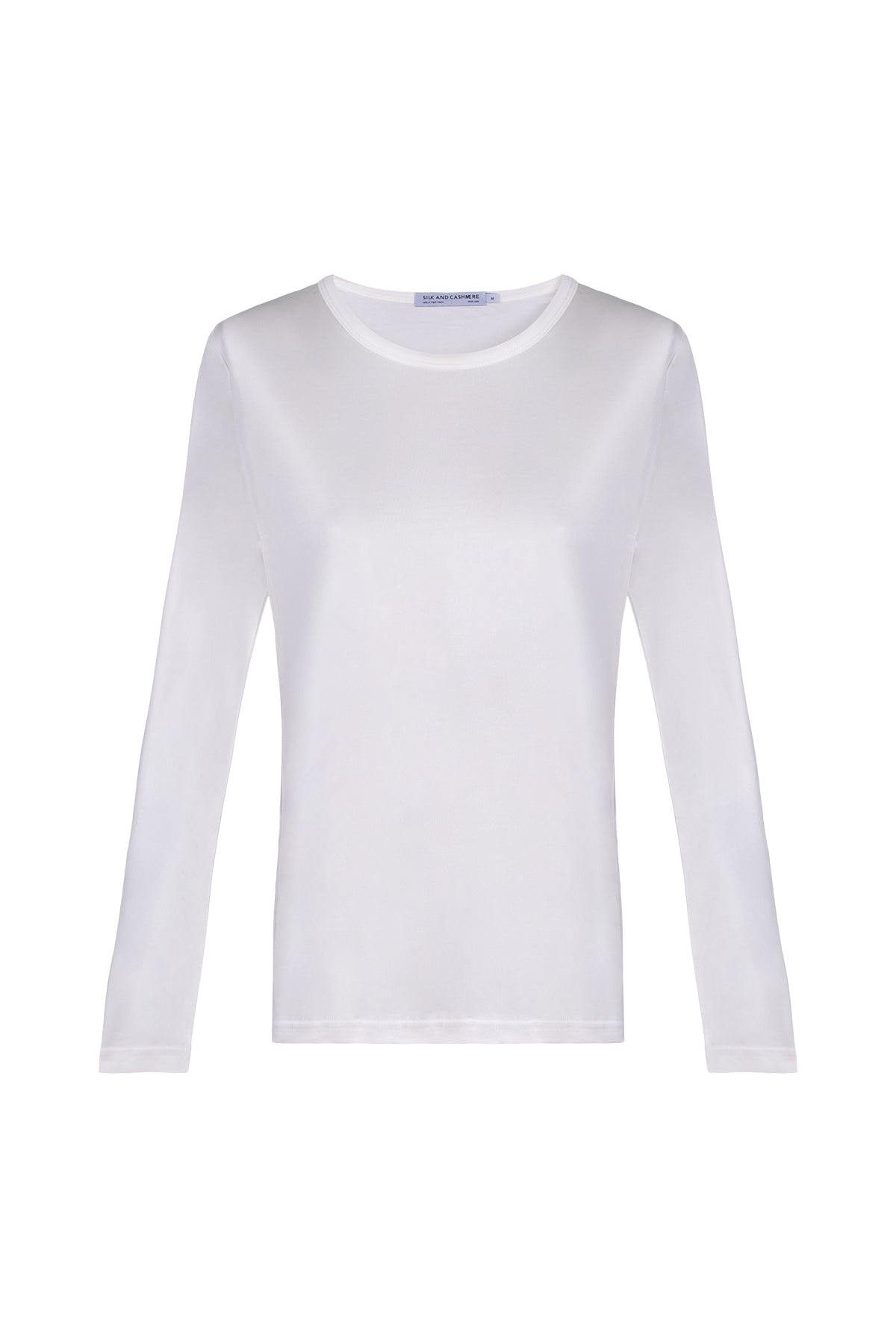 Beyaz Marina İpekli Yuvarlak Yaka Bluz