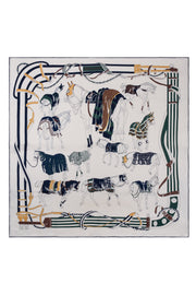 Lacivert Yeşil Linda Kaşmir Desenli Kare Eşarp 140x140  cm