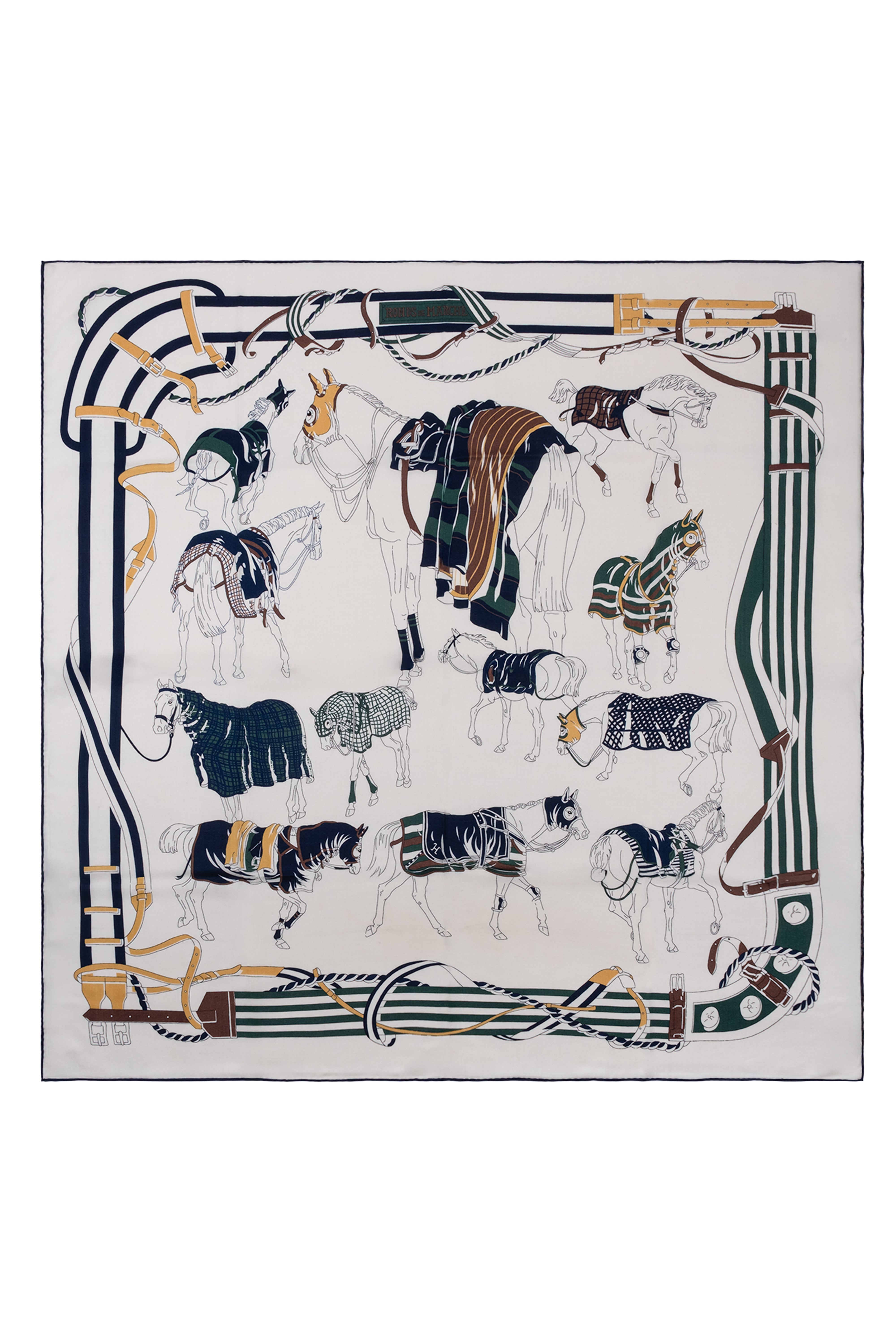 Lacivert Yeşil Linda Kaşmir Desenli Kare Eşarp 140x140  cm