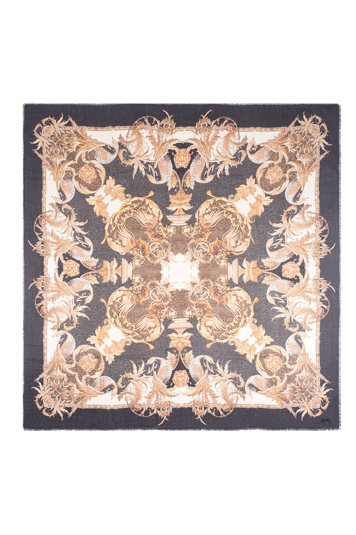 Siyah Jas Desenli Kare Şal 140x140 cm