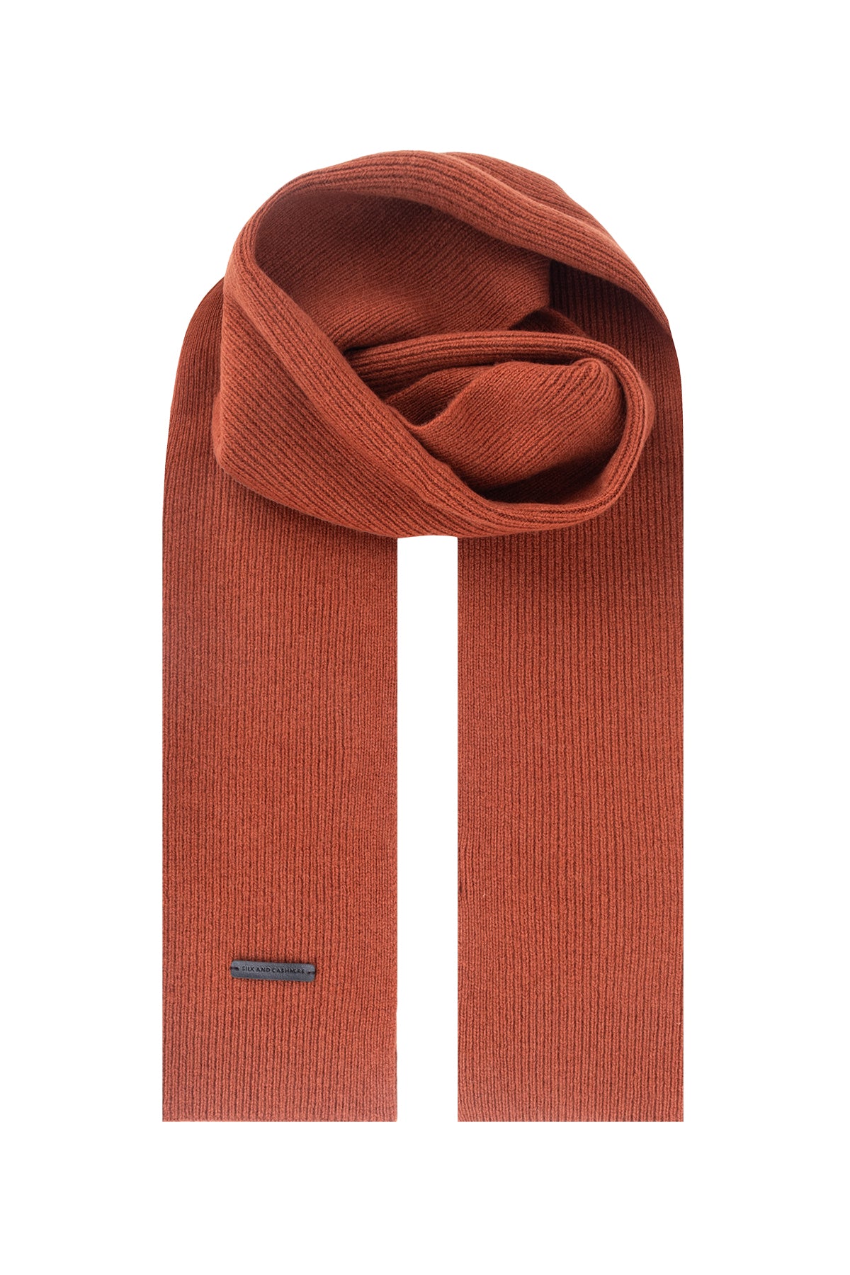 Turuncu Copenhagen Saf Yün Ribana Örme Atkı 25x150 cm