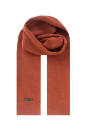 Turuncu Copenhagen Saf Yün Ribana Örme Atkı 25x150 cm