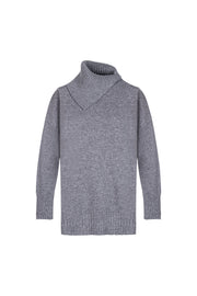 Gri Isabella Saf Kaşmir Balıkçı Yaka Kazak