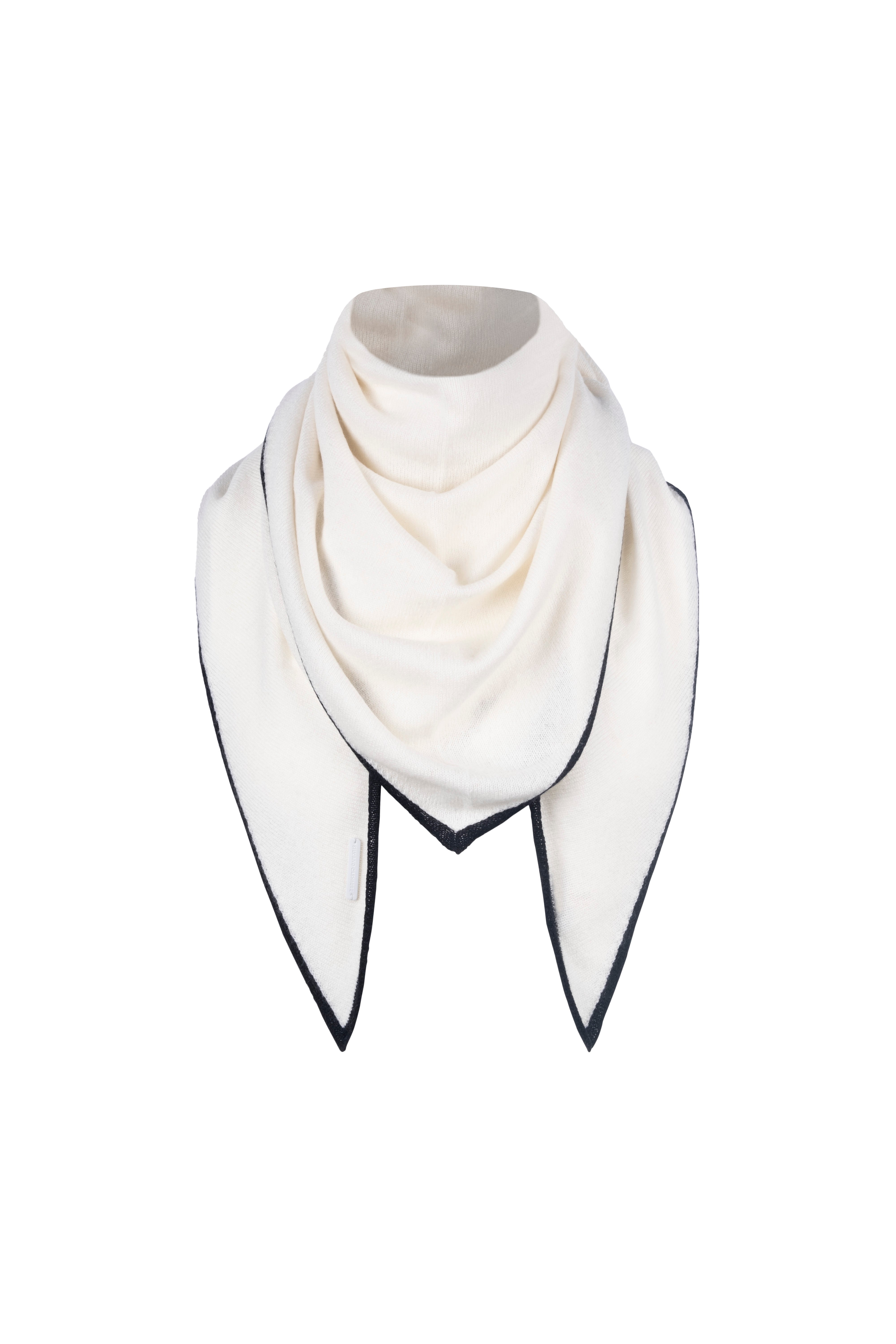 Ekru Saf Kaşmir Üçgen Şal 73x160x73 cm
