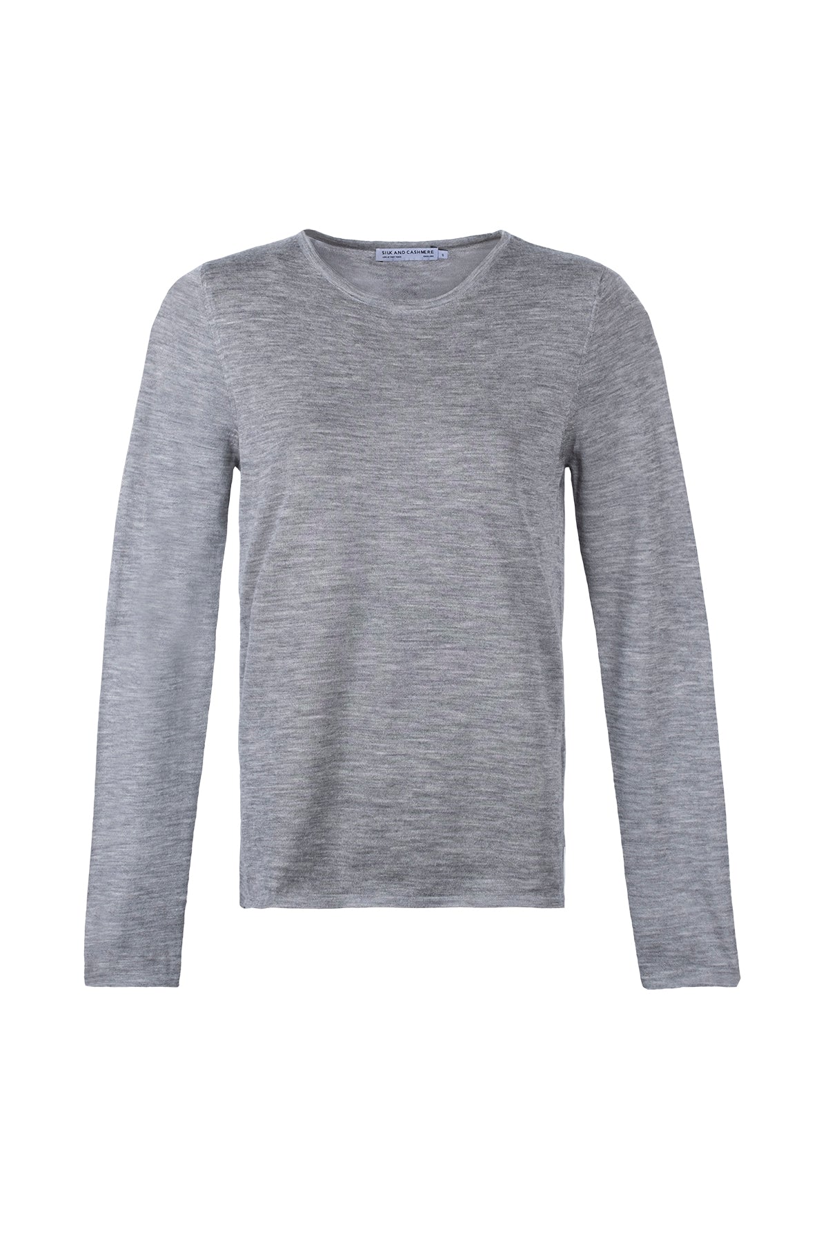 Açık Gri Ultralight Saf Kaşmir Bisiklet Yaka Triko