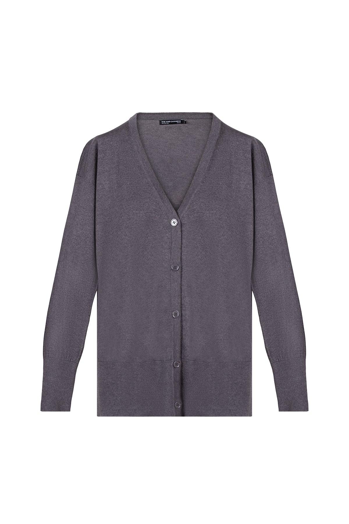 Antrasit Zoe İpek Kaşmir V Yaka Hırka