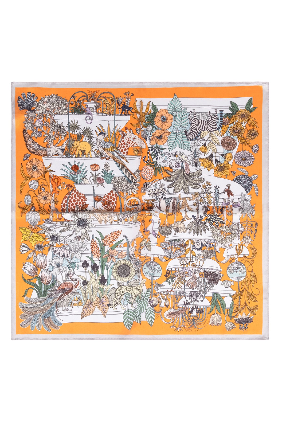 Turuncu Laila Saf İpek Kare Eşarp 50x50 cm