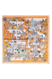 Turuncu Laila Saf İpek Kare Eşarp 50x50 cm