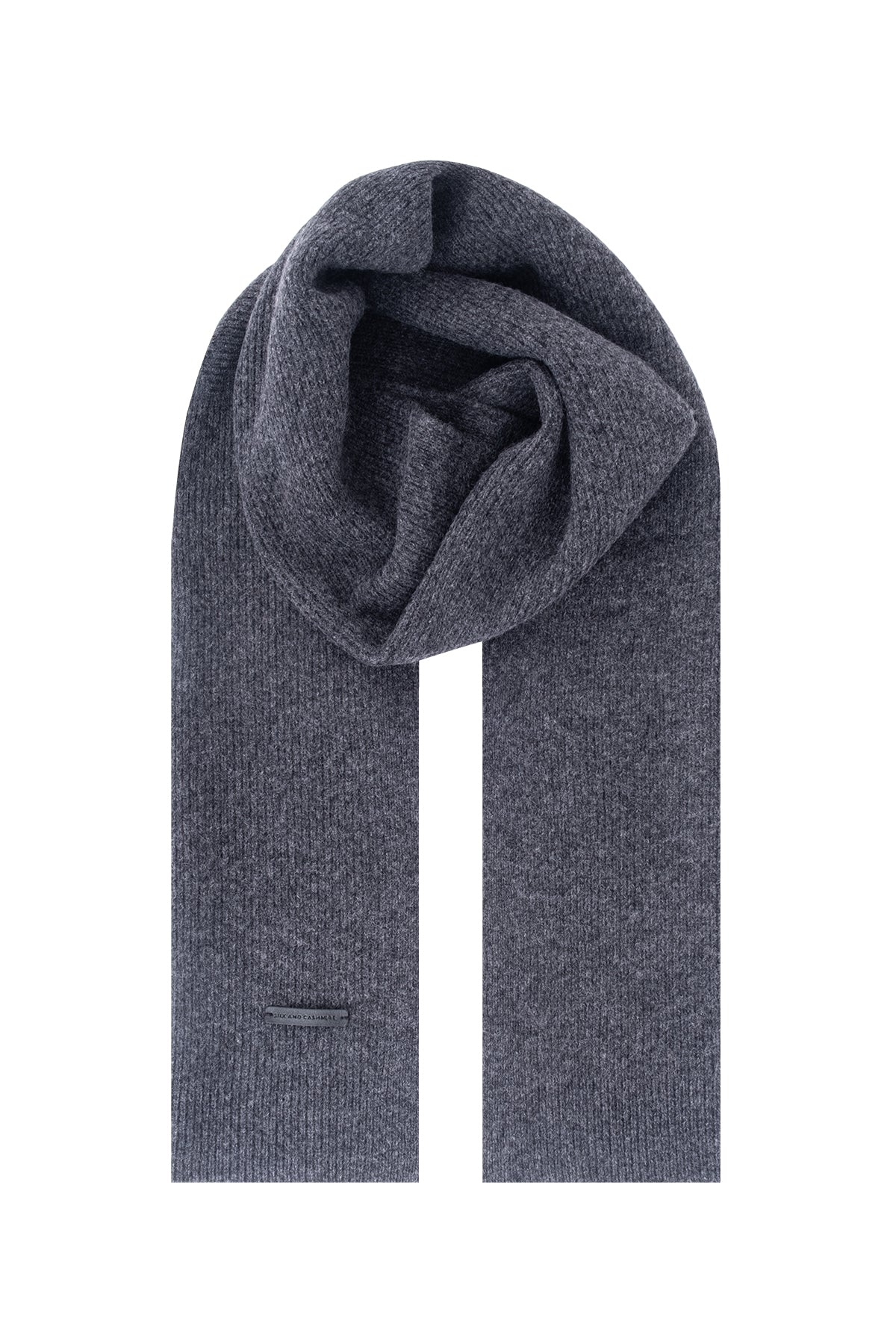 Antrasit Copenhagen Saf Yün Ribana Örme Atkı 25x150 cm