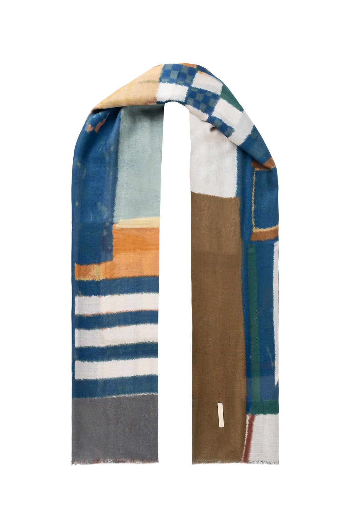 Lacivert Jas İpek Desenli Kare Şal 140x140