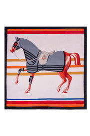 Siyah-Kırmızı Linda Saf Kaşmir Desenli Kare Eşarp 140x140 cm