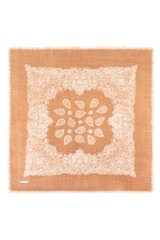 Bej Jas  Desenli Kare Şal 70x70 cm