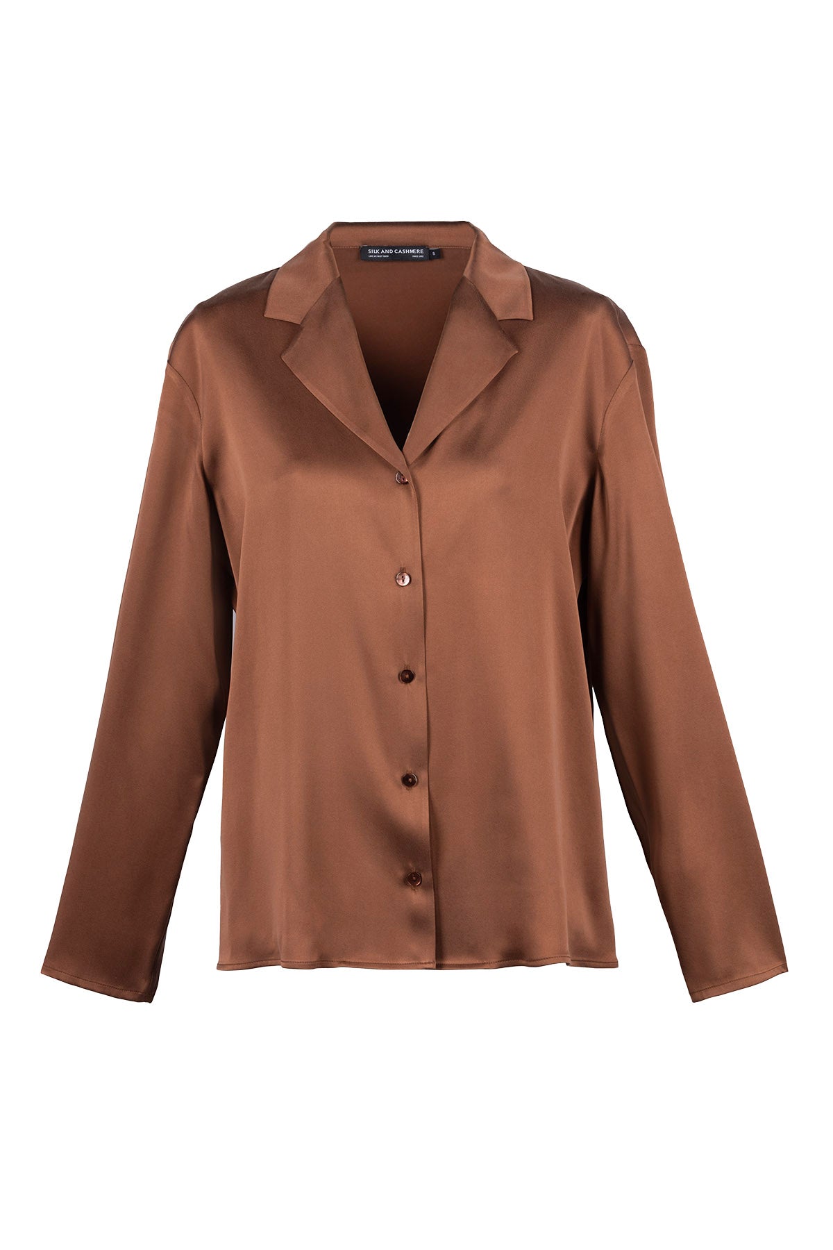 Kahverengi Astrid Sky Saf İpek Gömlek