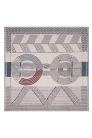 Yeşil Bej Linda Saf Kaşmir Desenli Kare Eşarp 140x140 cm