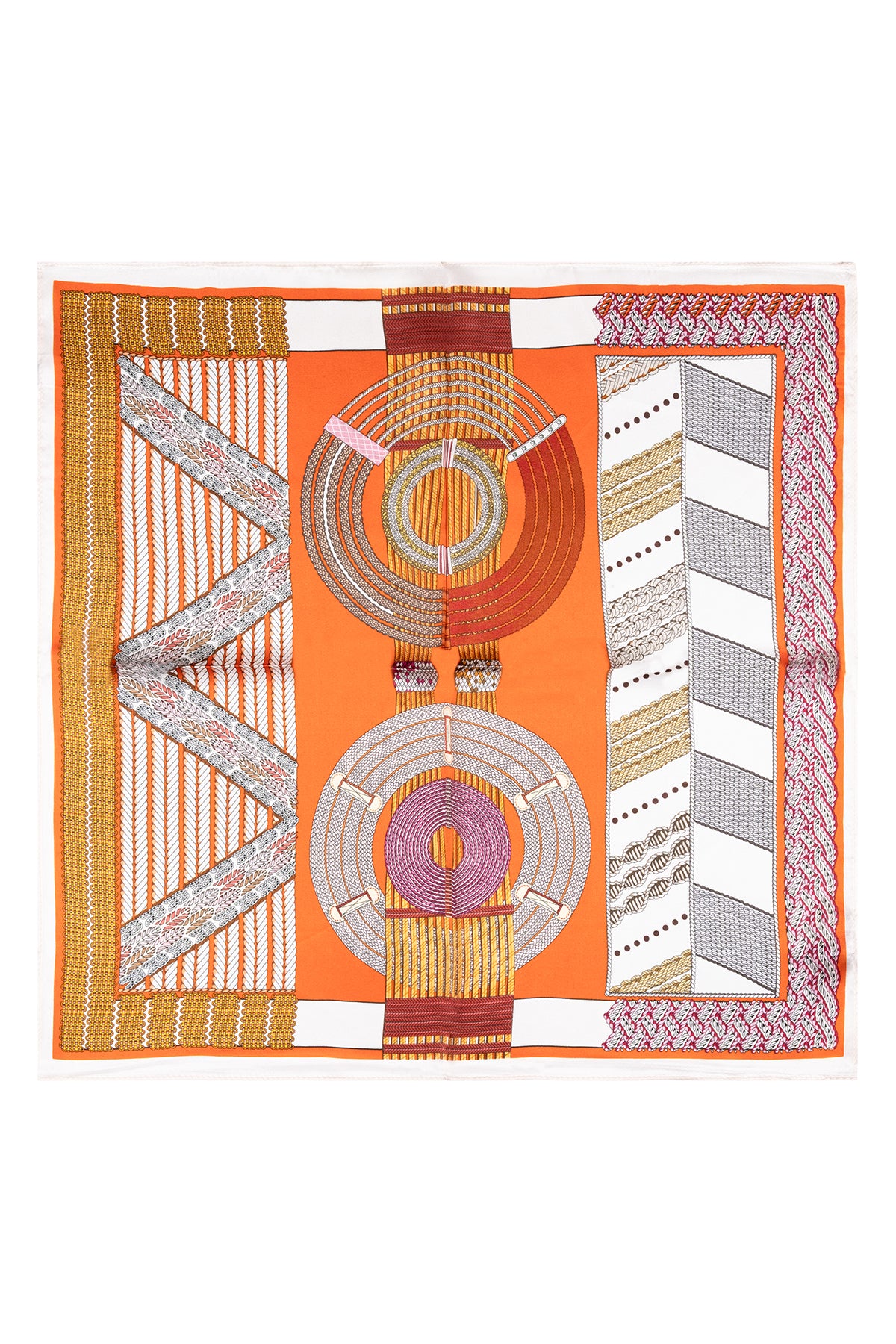 Turuncu Mavi Laila Saf İpek Kare Eşarp 50x50 cm