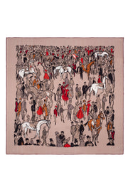 Açık Kahve Linda Saf Kaşmir Desenli Kare Eşarp 140x140 cm