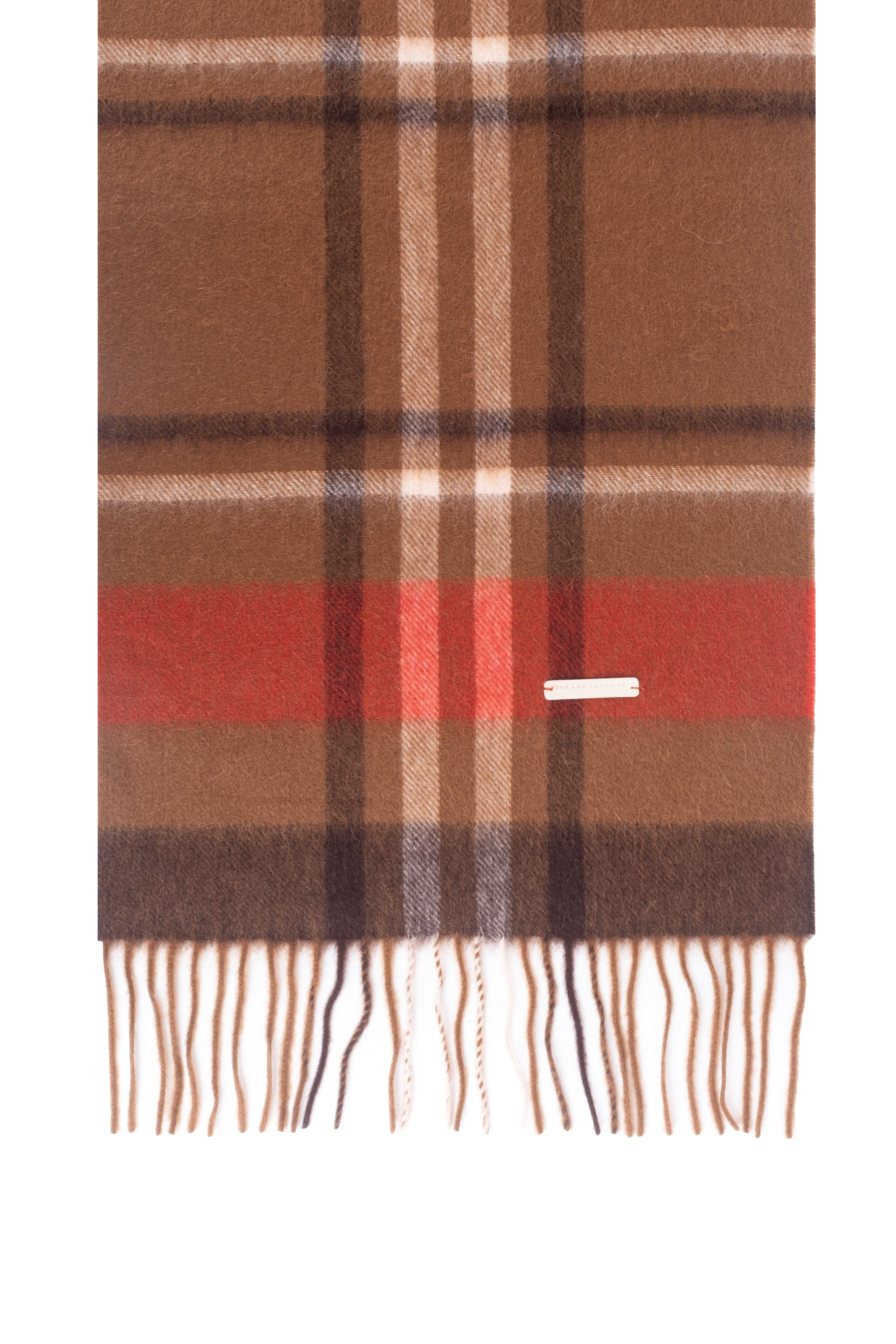 Camel Patrick Saf Kaşmir Kareli Atkı 30x164 cm