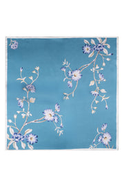 Mavi Bej Laila Saf İpek Kare Eşarp 50x50 cm