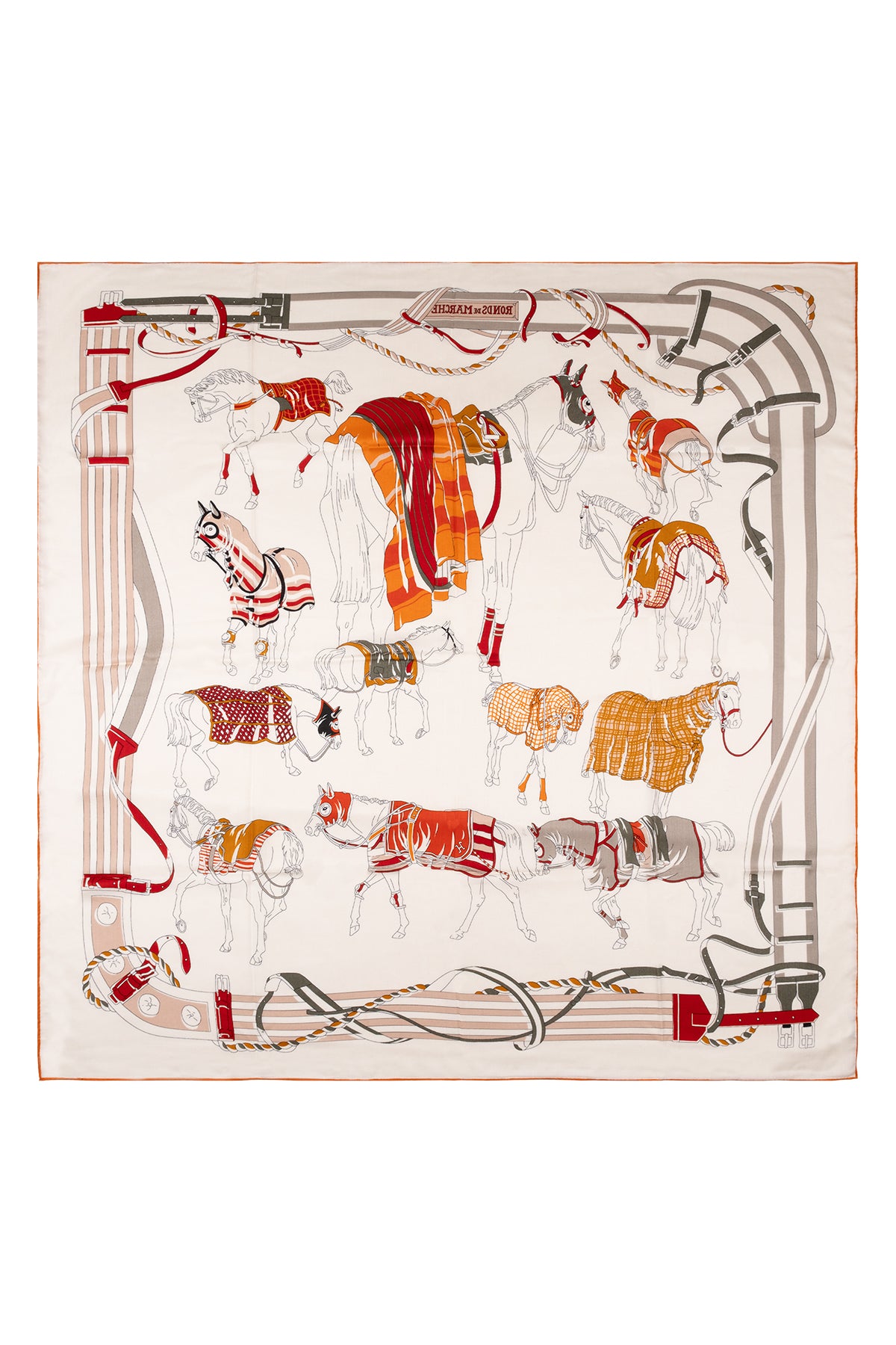 Ekru Linda Saf Kaşmir Baskılı Eşarp 140x140 cm