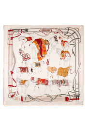 Ekru Linda Saf Kaşmir Baskılı Eşarp 140x140 cm