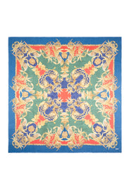 Yeşil Jas Desenli Kare Şal 140x140 cm