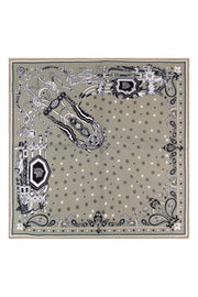 Yeşil Lea Kaşmir Desenli Kare Eşarp 70x70