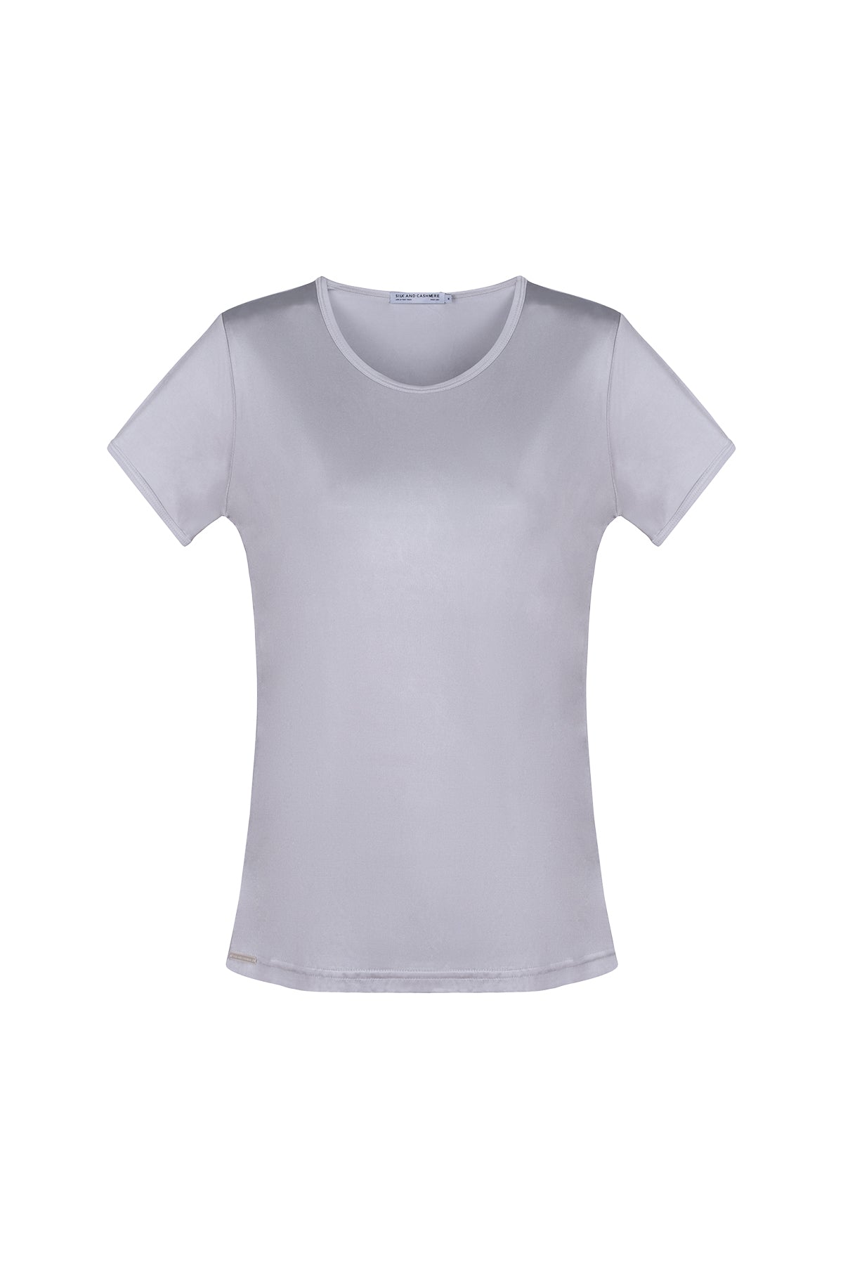 Gri Marina İpekli Yuvarlak Yaka Kısa Kollu T-Shirt