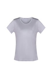 Gri Marina İpekli Yuvarlak Yaka Kısa Kollu T-Shirt