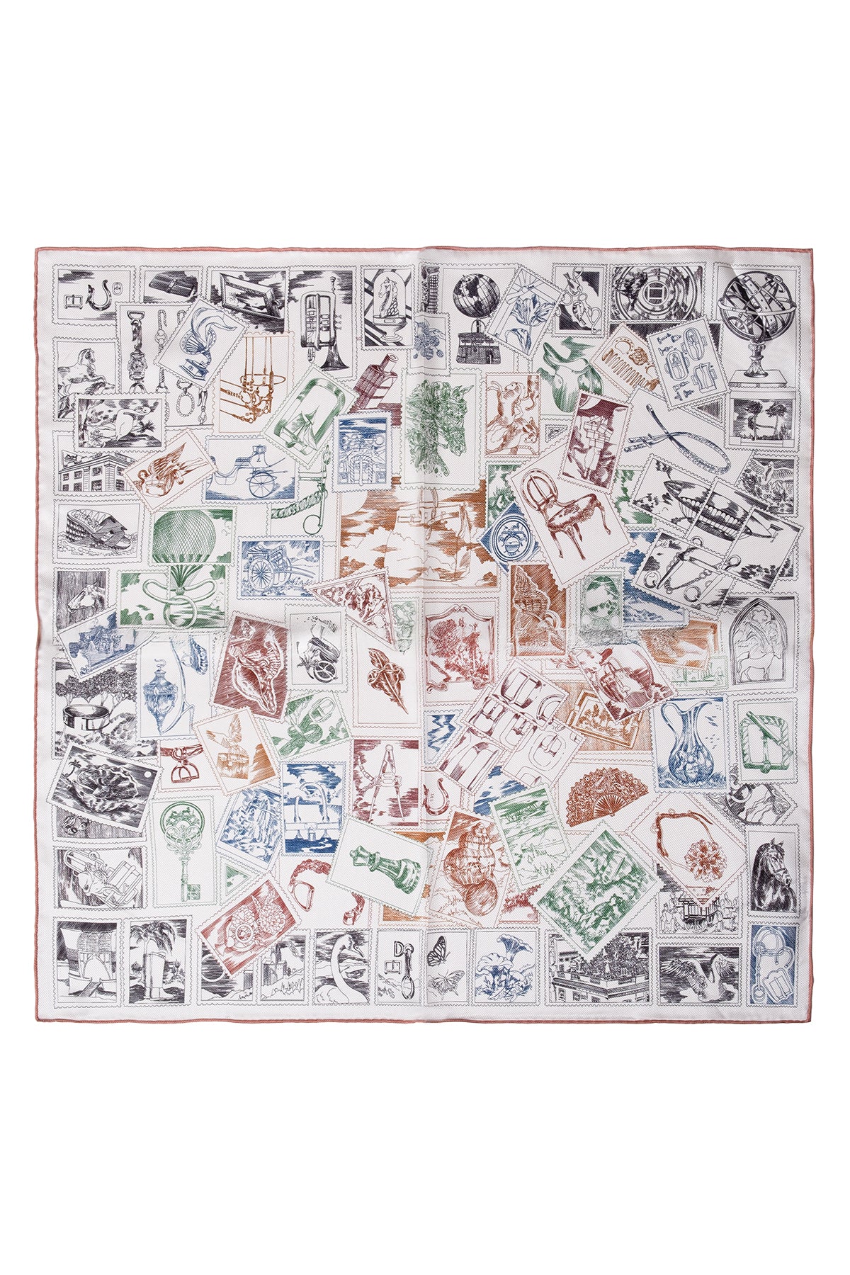 Ekru Lacivert Lena Saf İpek Eşarp 70x70 cm