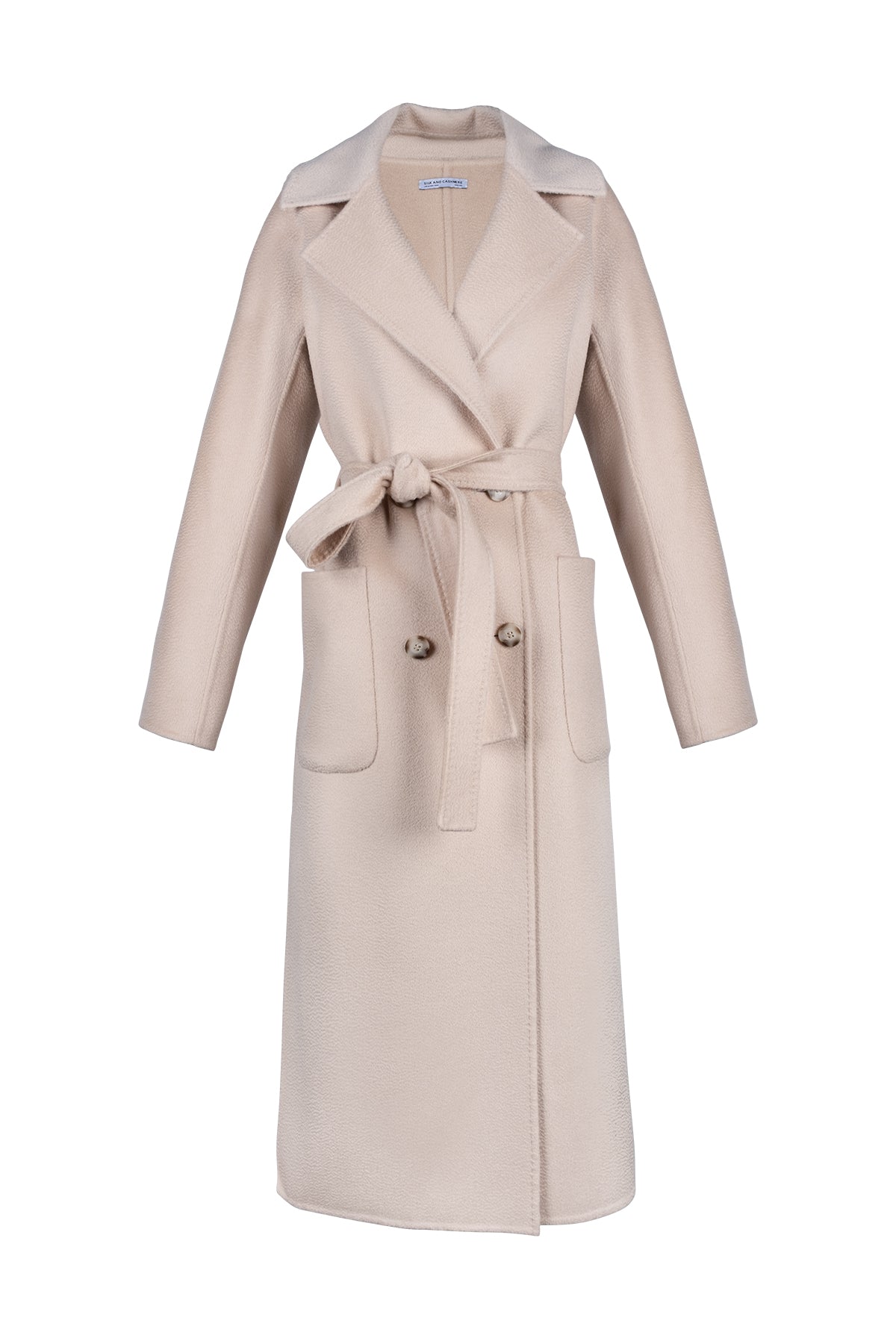 Açık Bej Meghan Yün Kaşmir Uzun Palto