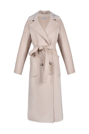 Açık Bej Meghan Yün Kaşmir Uzun Palto