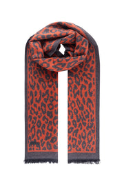 Turuncu Lotus Saf İpek Desenli Atkı 30*177 cm