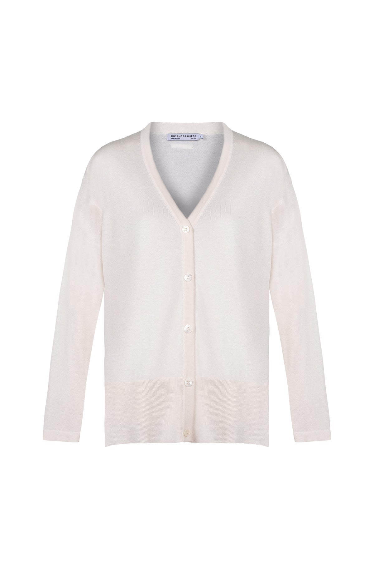 Ekru Zoe İpek Kaşmir V Yaka Hırka